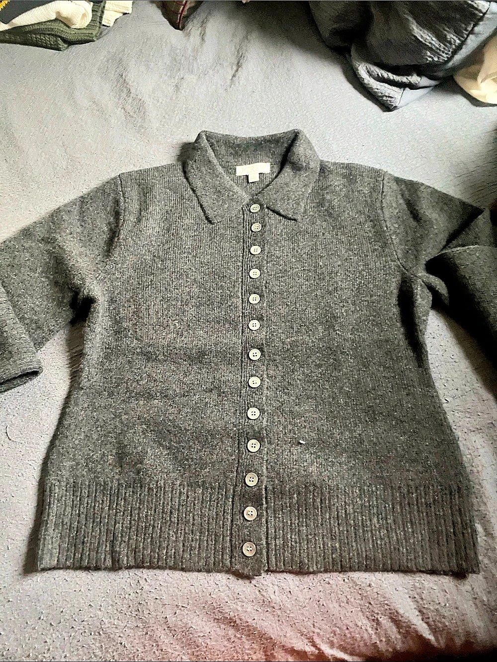 J.Crew Relaxed sweater-polo in vintage wool Gray Cardigan